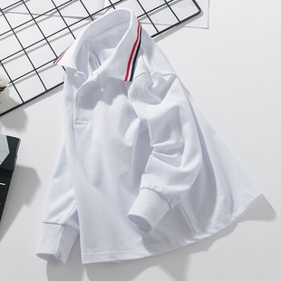 儿童长袖t恤男童白色加绒polo衫纯棉女童大童打底衫中小学生校服