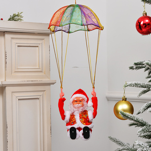 会爬的圣诞老人爬梯爬杆绳子珠帘电动玩具玩偶儿童礼物圣诞装饰品