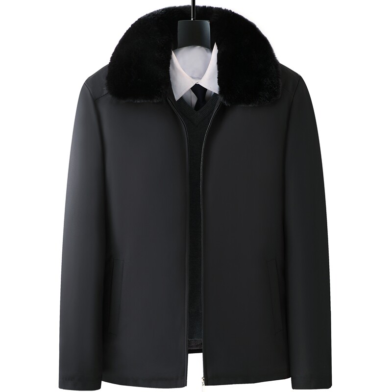 爸爸冬装外套中年男士加绒加厚夹克衫爷爷秋冬款棉服中老年人棉衣