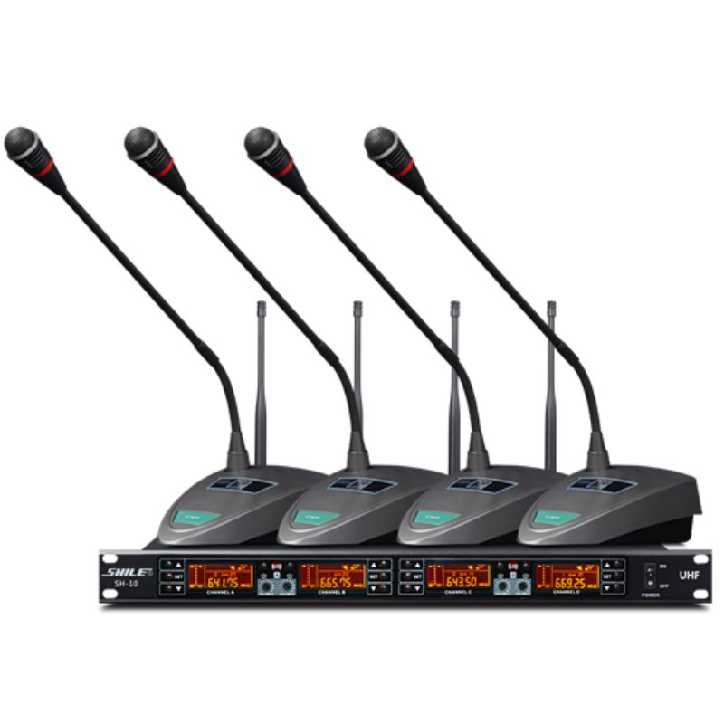 狮乐 SH-10U段无线话筒一拖四会议舞台鹅颈领夹头戴耳麦克风套装