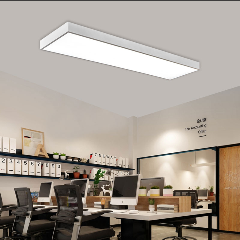 工业风直角长条黑色白色吸顶灯办公室会议室造型灯员工位经理室灯