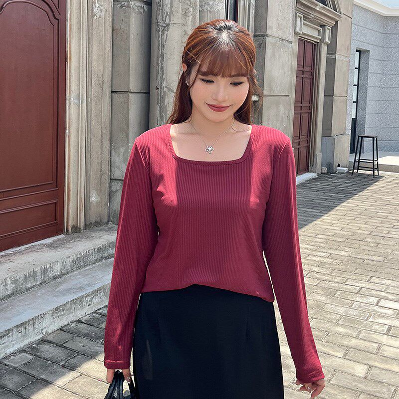 大码mm胖潮上衣套装秋季女装胖妹妹复古方领针织衫显瘦A字半身裙