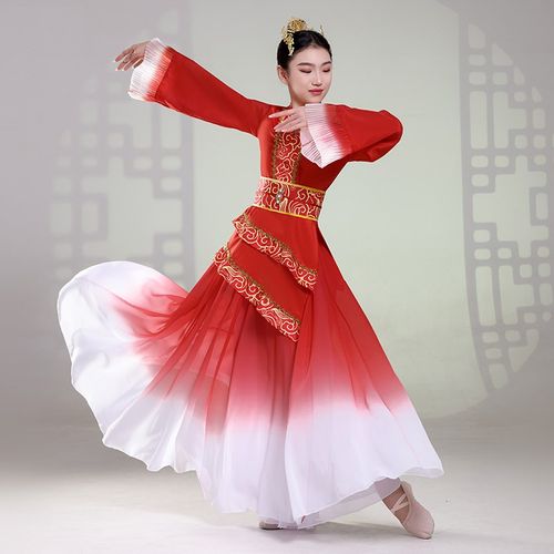 古典舞蹈服飘逸身韵纱裙古装女汉服女中国风舞蹈大摆裙古风演出服