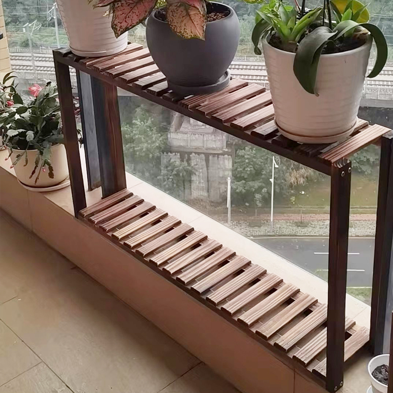 放在飘窗台上的花盆置物架窗户窄款多肉实木花架绿植架阳台花架子
