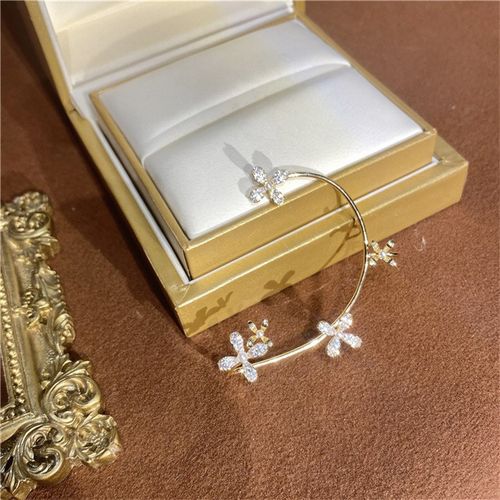 srrmhyn小花朵耳夹无耳洞女耳挂2024年新款潮人耳环高级感耳饰品