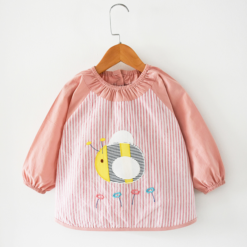 宝宝罩衣纯棉防水长袖婴幼儿画画围裙男童女孩反穿衣儿童吃饭罩衣