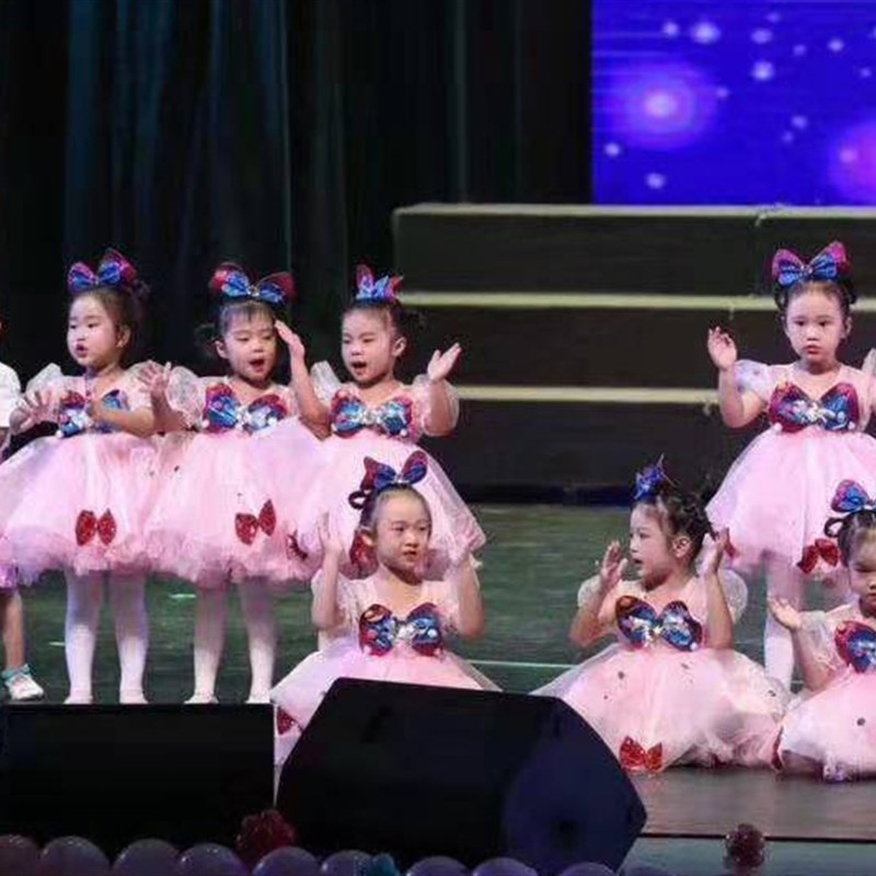六一儿童演出服幼儿园舞蹈服女童蓬蓬纱裙可爱娃蝴蝶连衣裙表演服