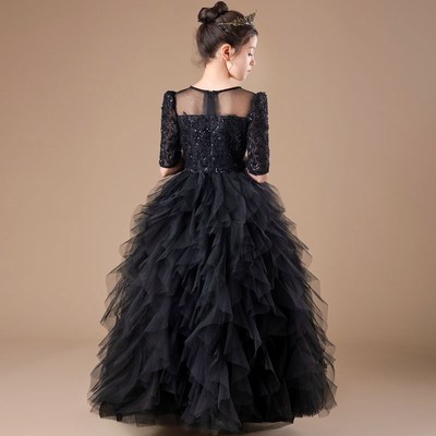 秋冬新款轻奢小众高端儿童生日公主裙女童钢琴主持人表演出晚礼服