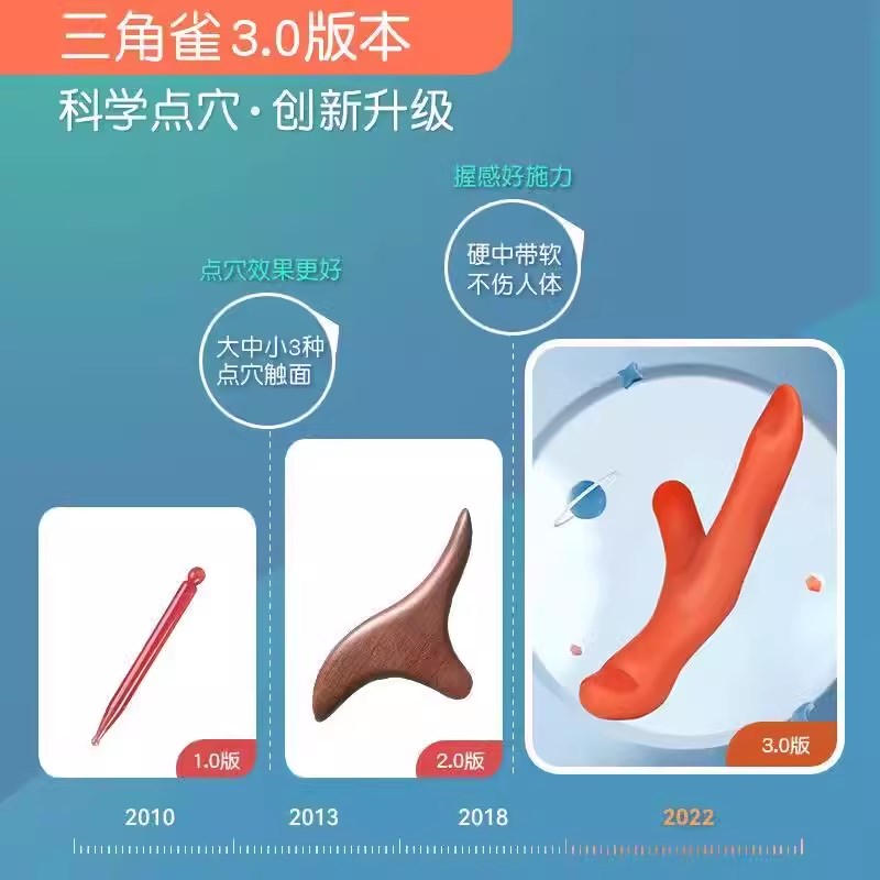 三角雀脚底按摩器新款手指点穴器足底足疗穴位按压揉捏按摩点穴棒