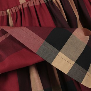 儿童红色连衣裙女童夏装公主裙宝宝格子裙洋气女孩裙子英伦风童装