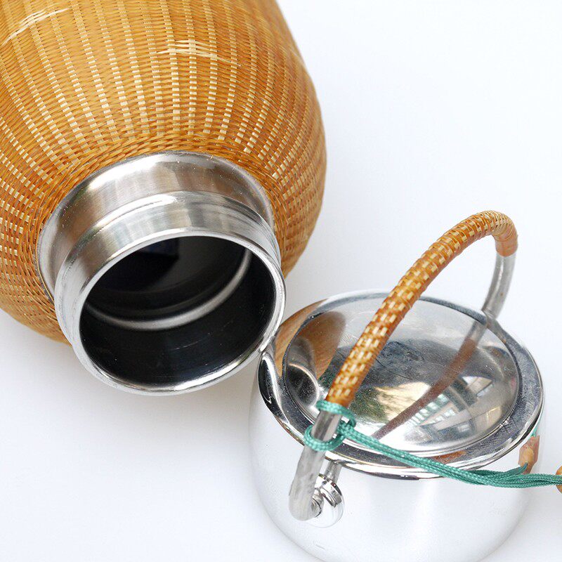 非遗手工复古瓷胎竹编保温杯竹丝扣瓷便携泡闷茶杯国货礼品