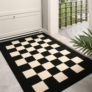 棋盘格入户进门地垫家用门口玄关除尘耐磨门垫简约吸水防滑地毯