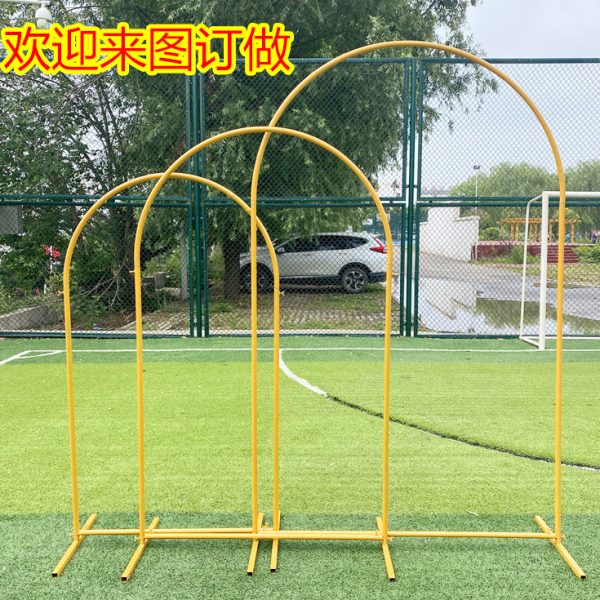 新款婚庆铁艺道具高山流水路引拱形门圆环T台背景摆件迎宾区花架