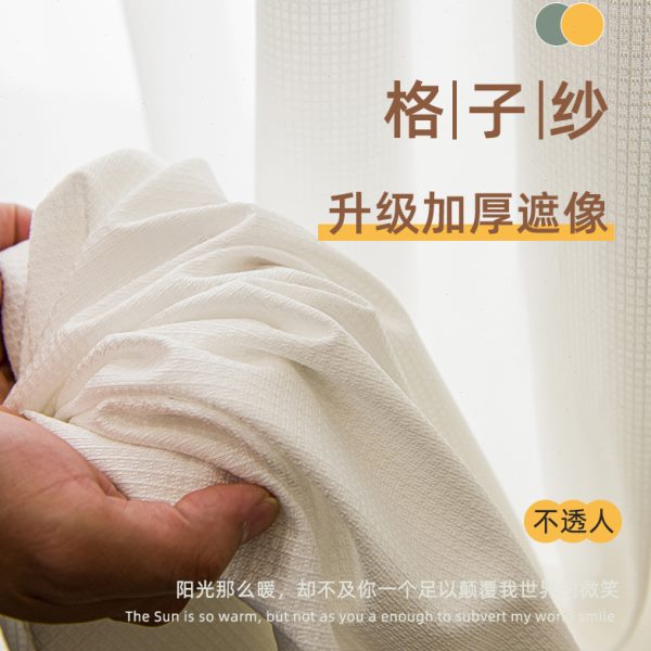 窗帘纱帘透光不透人纱飘窗白纱阳台纱客厅卧室新款日式镜面纱白色
