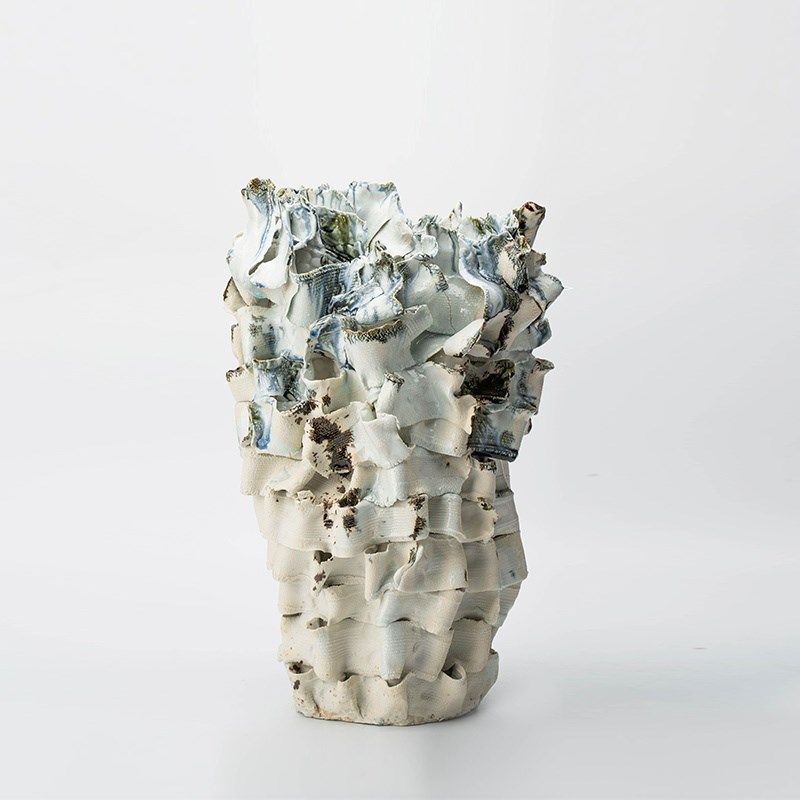 高级侘寂风陶瓷大花瓶摆件样板房间售楼处大厅软装饰创意手工花器