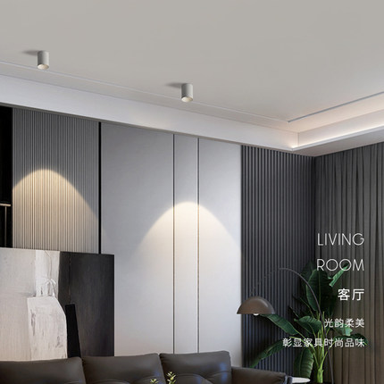 小山丘明装射灯 家用免开孔led天花客厅防眩吸顶无副光斑圆形筒灯