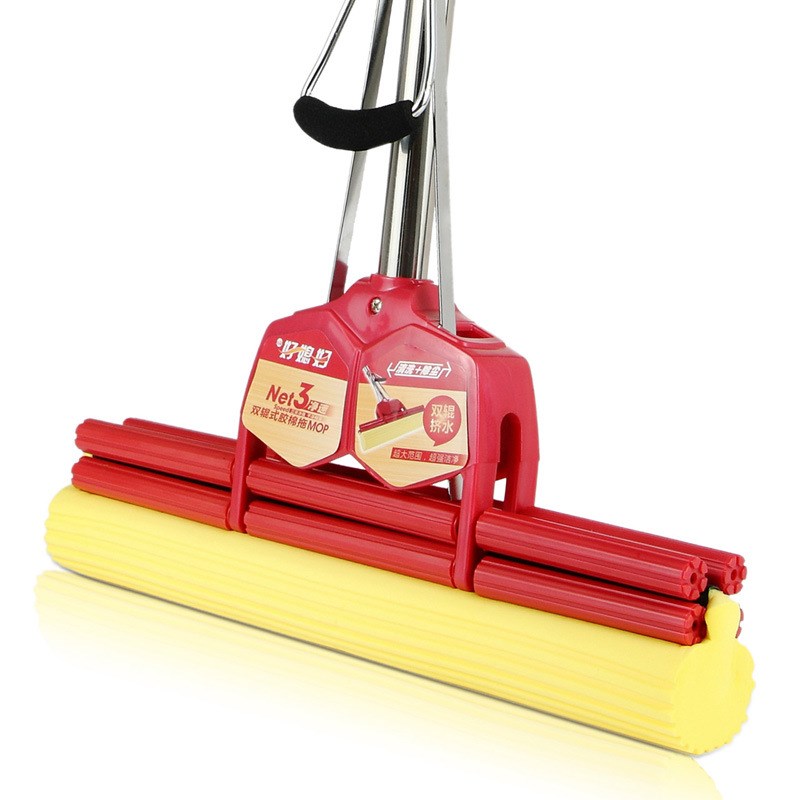 广州胶棉拖把不锈钢杆超大号38cm胶棉拖把吸水拖海棉胶棉拖