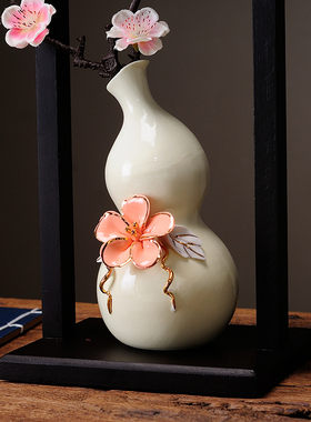 新中式禅意腊梅花瓶摆件庭院书房家居客厅玄关装饰花器