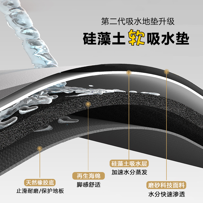 花朵硅藻泥软地垫家用浴室卫生间吸水地垫入户进门门口地毯脚垫子