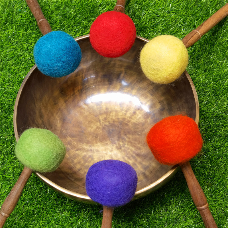 尼泊尔手工满月钵佛音碗敲棒羊毛毡音钵锤西藏颂钵槌专业音疗钵棒