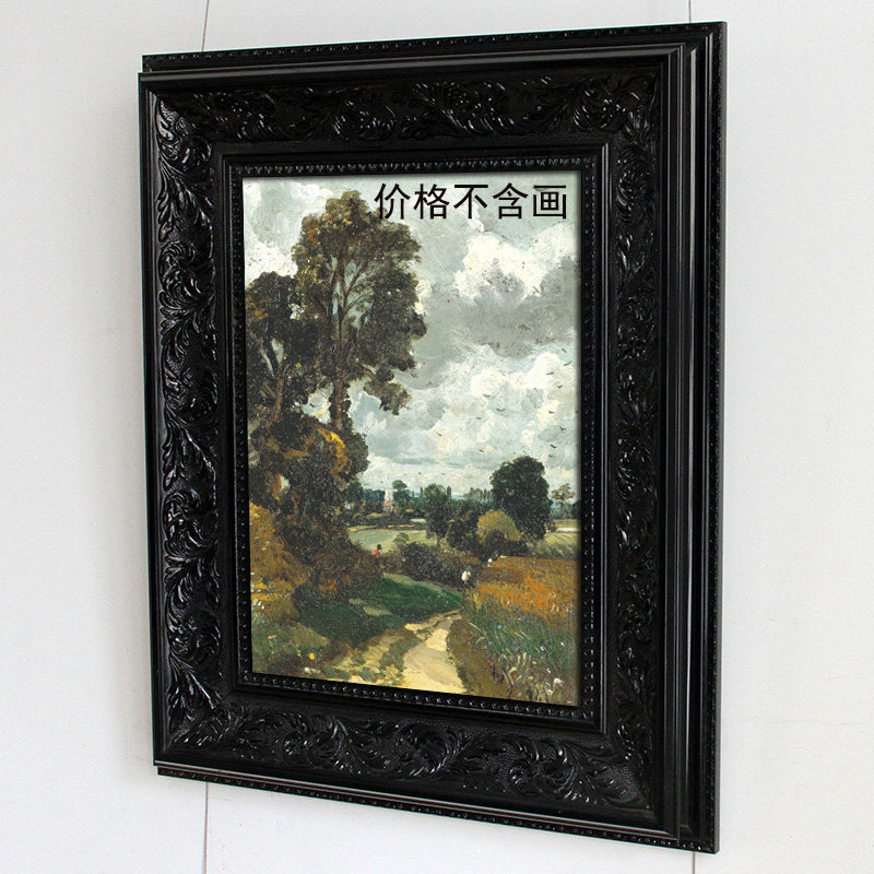 简约画框定制 油画外框复古画框框亮黑色纯黑色宽度9.7cm