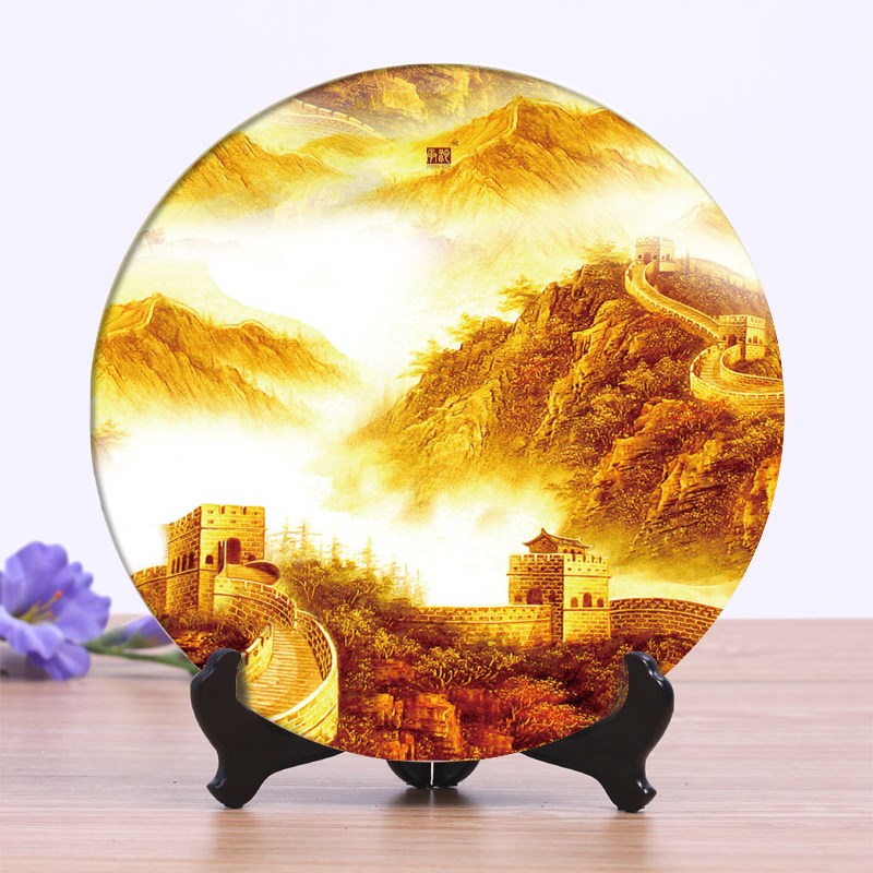 陶瓷装饰盘子摆盘中式家居客厅挂盘摆件创意玄关观赏桌面坐盘礼品