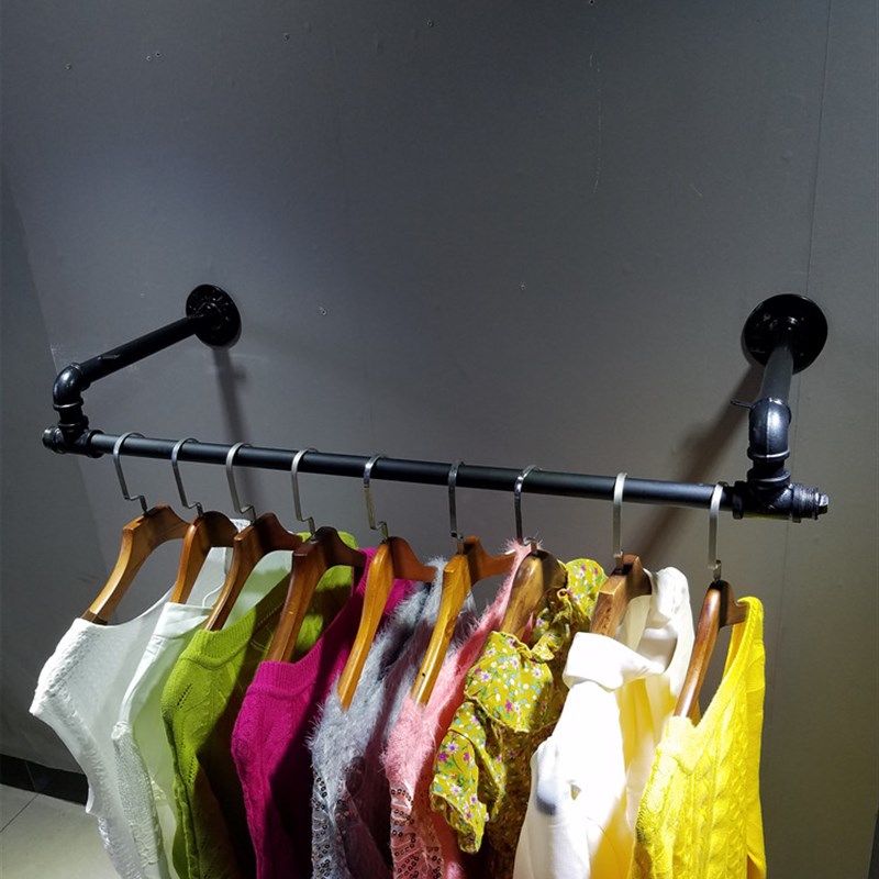 服装店墙挂侧挂黑色水管衣架展示架上墙侧挂店铺个性装修货架壁,商业/办公家具,服装展示架,淘宝优惠券,粉丝福利购,淘宝优惠卷
