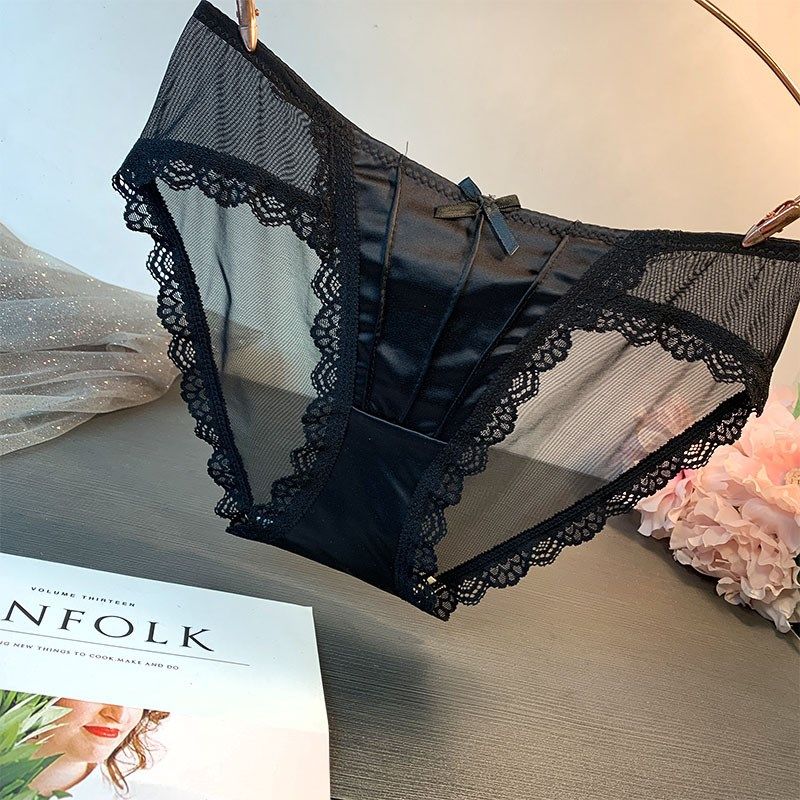 满4减15新品网纱无痕绸缎面料丝滑柔软少妇性感蕾丝内裤 女三角裤