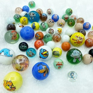卡通弹珠动物玻璃球16mm25mm儿童大号礼物彩色弹珠玻璃珠水晶珠珠