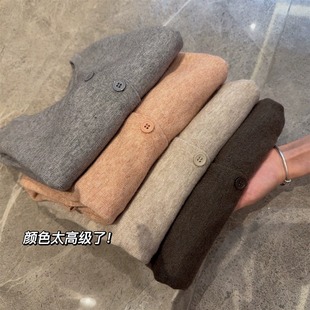 小外搭毛衣外套上衣 软糯亲肤薄款 羊毛针织开衫 女韩版 V领宽松短款