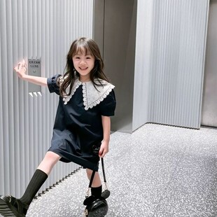 洋气法式大翻领母女款连衣裙亲子装2022夏季新款母女装女童裙子