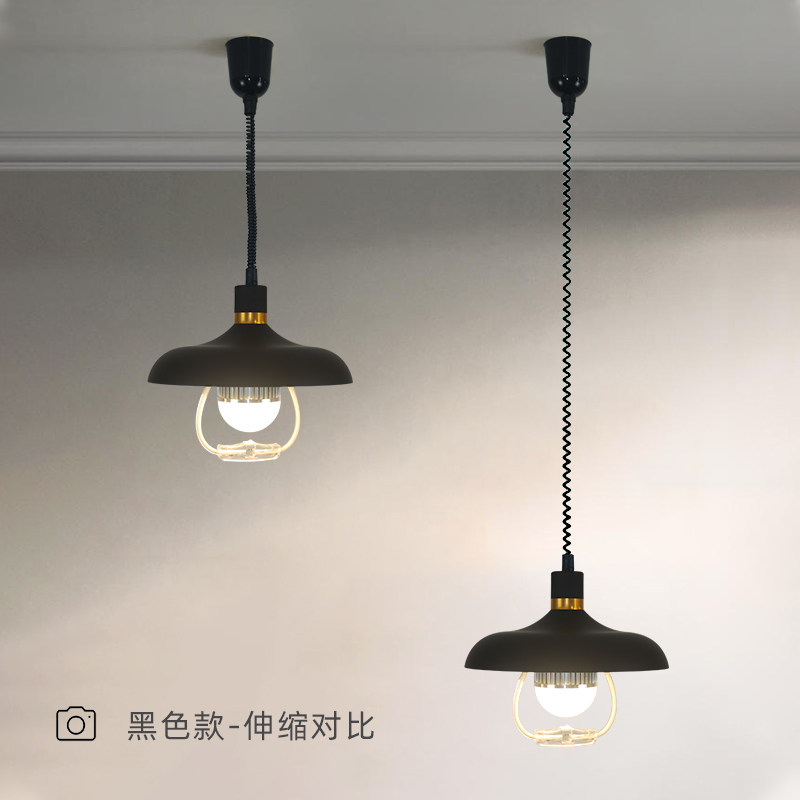 棋牌室升降灯麻将黑色吊灯吧台伸缩灯创意书房鱼线拉伸灯