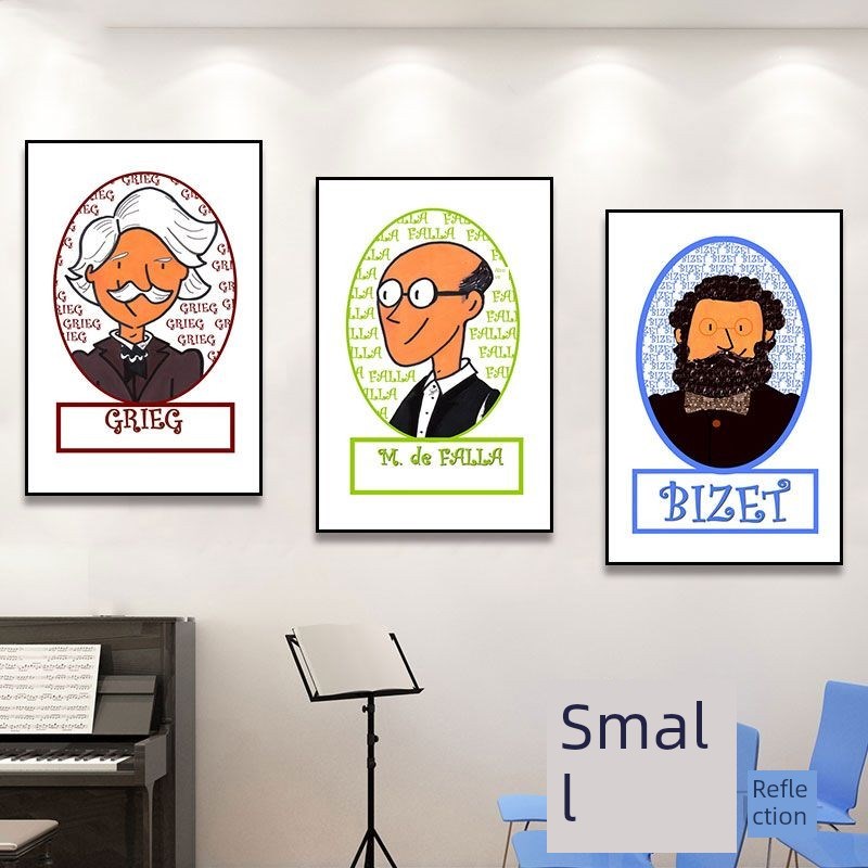 音乐家装饰画钢琴上方挂画贝多芬肖像海报培训机构钢琴店教室壁画