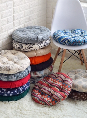 家用阳台坐垫窗藤椅圆形园靠垫布艺抱枕加厚椅垫办公室屁垫