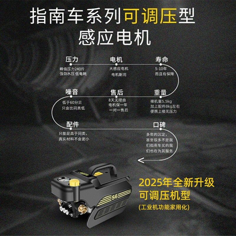 指南车调压款高压洗车机家用空调洗家电洗调压力水枪