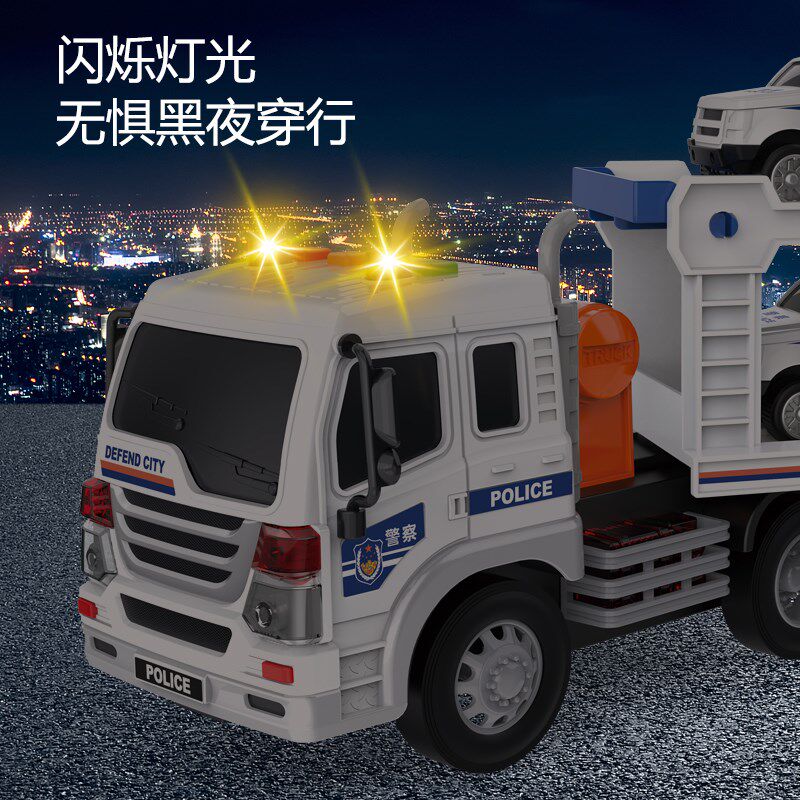 会讲故事的警车工程车挖掘机运输车拖车早教儿童男孩女孩小孩
