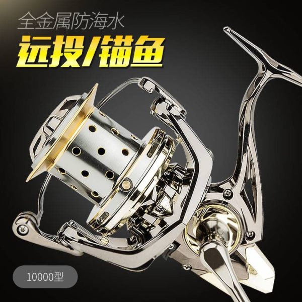 全金属无间隙远投轮纺车轮斜口锚鱼轮锚杆海竿10000型渔轮鱼线轮