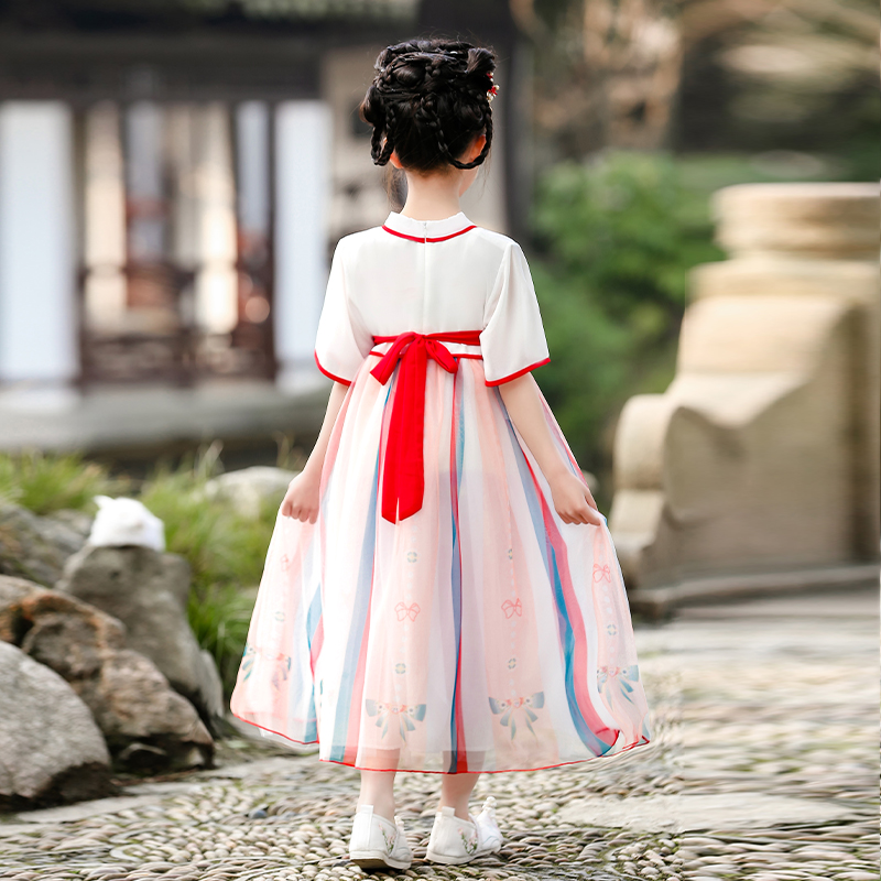 女童汉服裙子夏款儿童唐装中国风表演服公主裙2023新款古装连衣裙