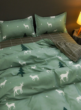 北欧纯蓝色被套单件200x230耐脏双人1.8米被套学生单人宿舍三件套