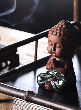 久造陶瓷小如来佛祖禅意摆件家居客厅佛像摆设车载车内用品保平安