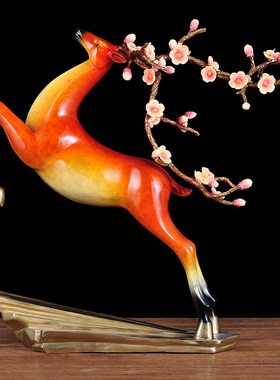 鹿摆件电视柜客厅玄关招财工艺品铜鹿招财鹿纯铜轻奢福鹿家居饰品