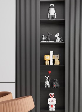 奶油风创意书房摆件家居简约壁龛书柜小众高级感卡通艺术装饰品