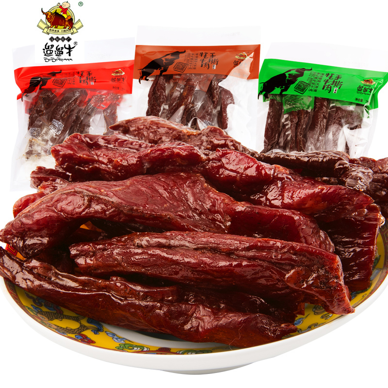 遛遛牛168g手撕牦牛肉风干牛肉干四川特产零食内蒙西藏香辣肉干