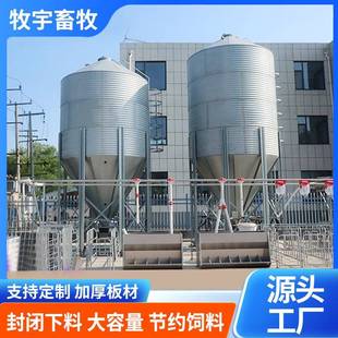 养殖场自动料线鸡舍猪舍自动喂料系统储存罐饲料大容量热镀锌料塔