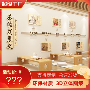 茶文化发展史墙面装饰茶庄茶室布置茶馆包间背景图挂Y画茶叶店茶