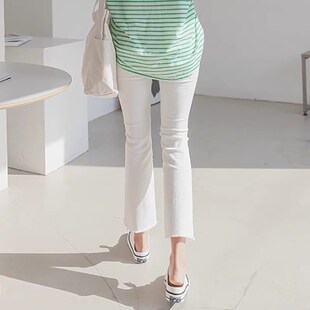 白色微喇叭牛仔裤女夏天2024年春款新款女士九分夏季薄款直筒裤子