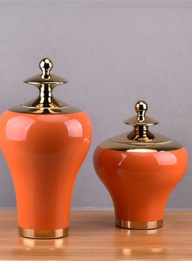 新中式创意陶瓷储物罐摆件客厅玄关书房工艺品样板间售楼处软装饰