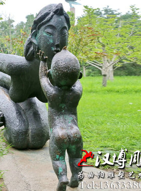 玻璃钢仿铜人物雕塑母子母爱雕塑城市广场公园林步行街亲情铜雕塑