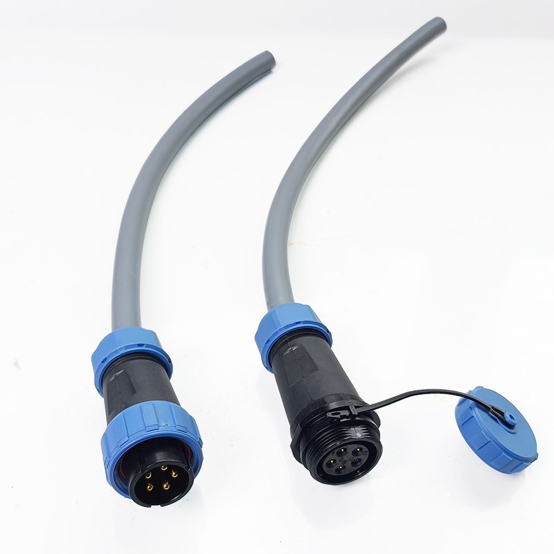 挖掘机电控抓夹木器配件5芯大小臂线接电磁阀线束航空插头连接头