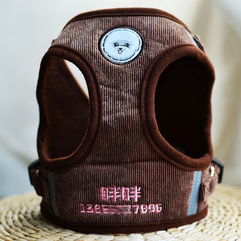 泰迪狗狗牵引绳狗牌定制防丢电绣胸背带项圈小型犬绳子刻字身份牌